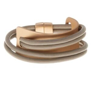 SAACHI Taupe Gladiator Wrap Leather Bracelet, New